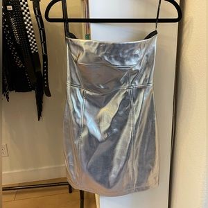 Metallic Strapless Mini Dress